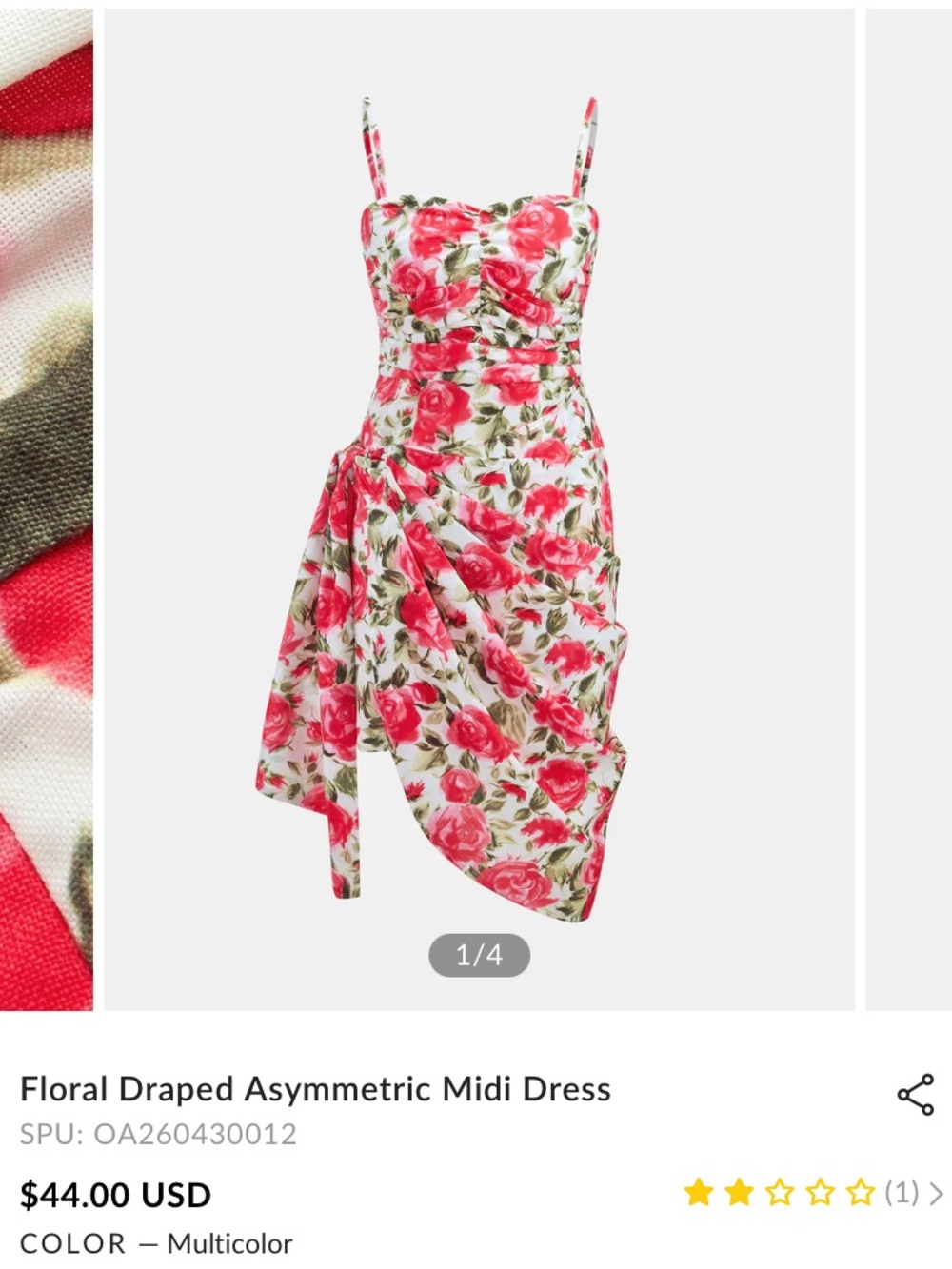 Floral Draped Wrap Around Asymmetric Midi Dress